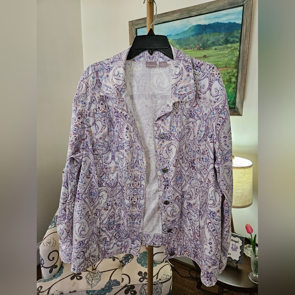 Chico's Women's Purple Paisley Jacket Sz 20/22 - Picture 2 of 5